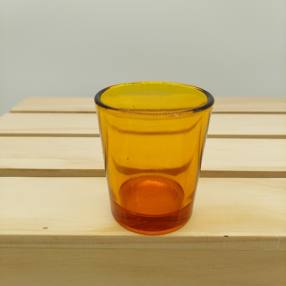 Vintage Orange Amber Tea Light Glass Candle Holder Glowy